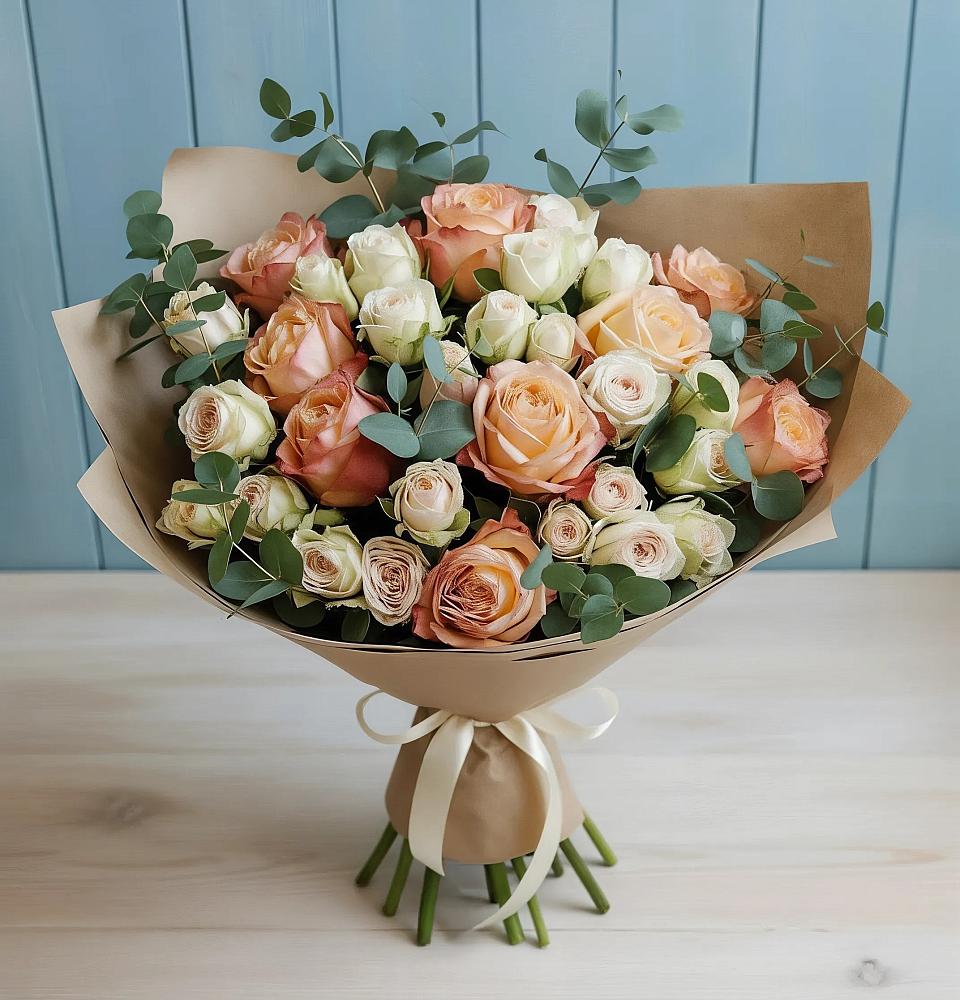 Букет цветов из: Альстромерии и Розы в Пестравка