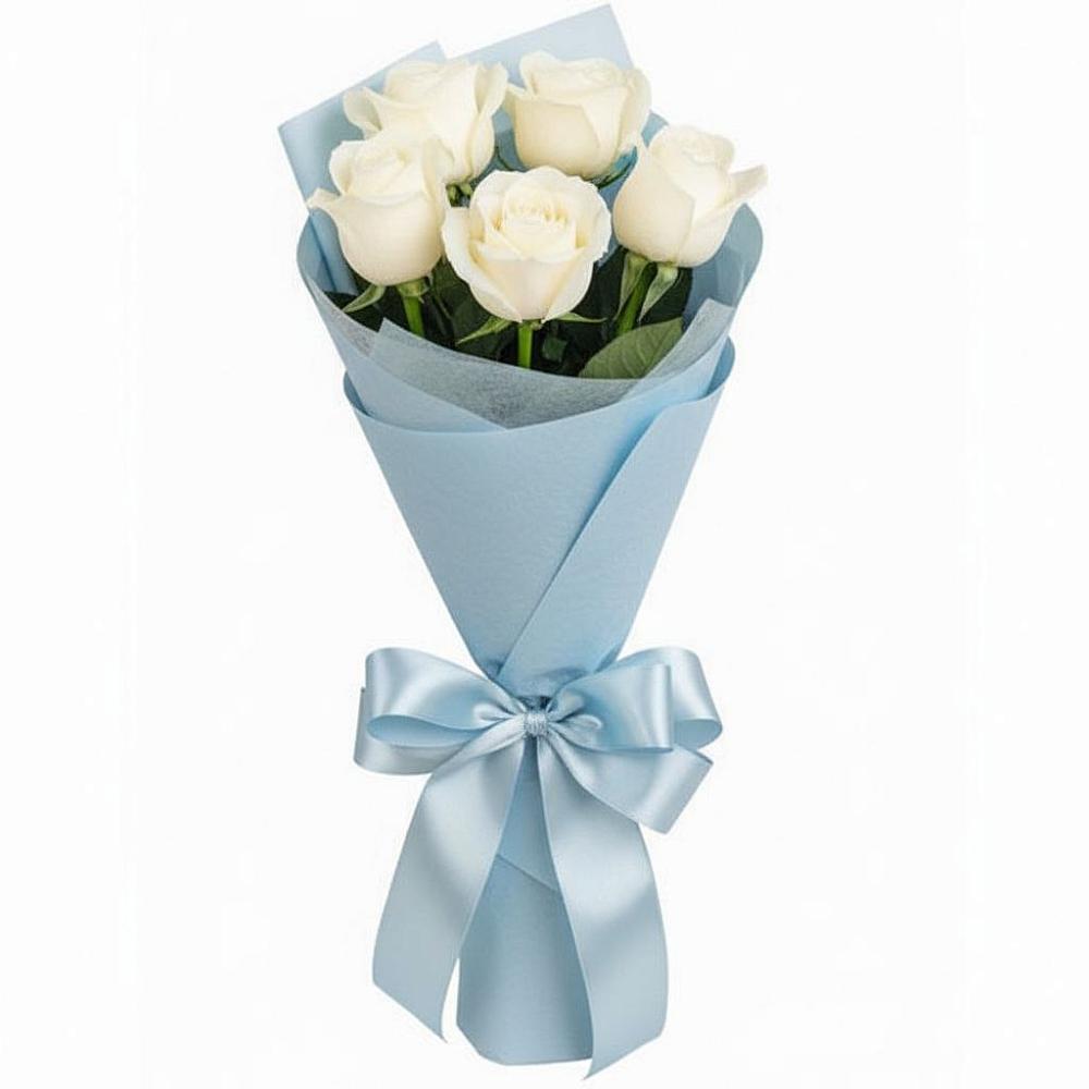Букет 5 Белых роз Проуд в Пестравка