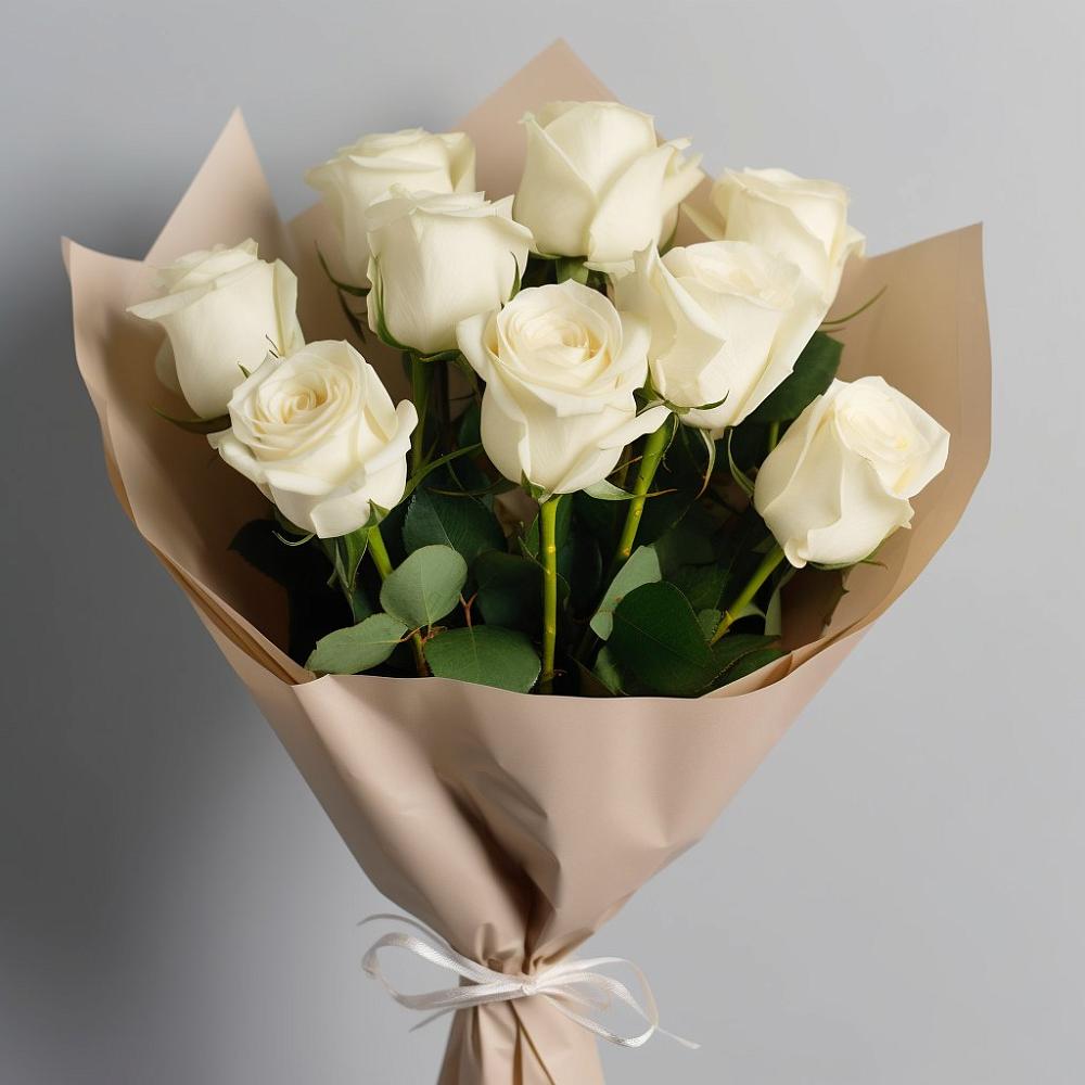 Букет 9 Белых роз Эдлесс Лав в Пестравка