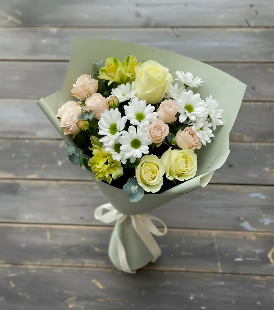 Букет цветов из: Альстромерии, Розы и Хризантемы в Пестравка