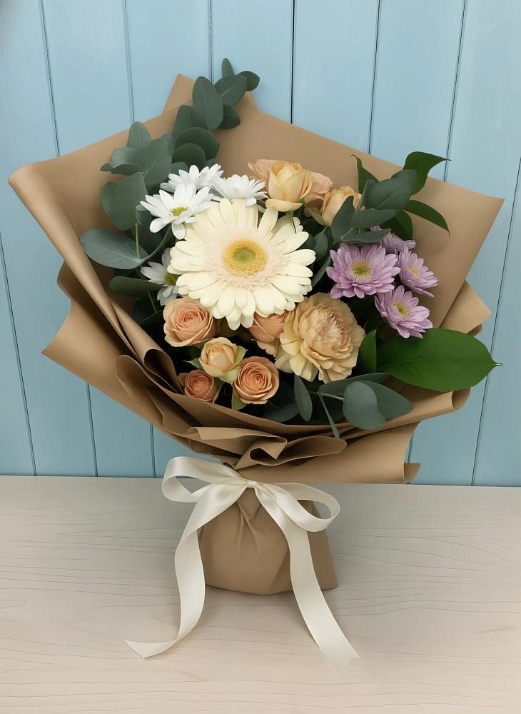 Букет цветов из: Герберы и Хризантемы в Пестравка