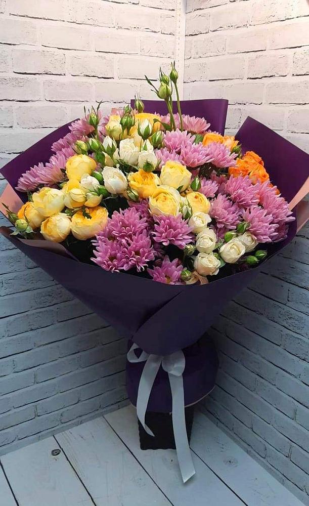 Букет цветов из: Хризантемы и Розы в Пестравка
