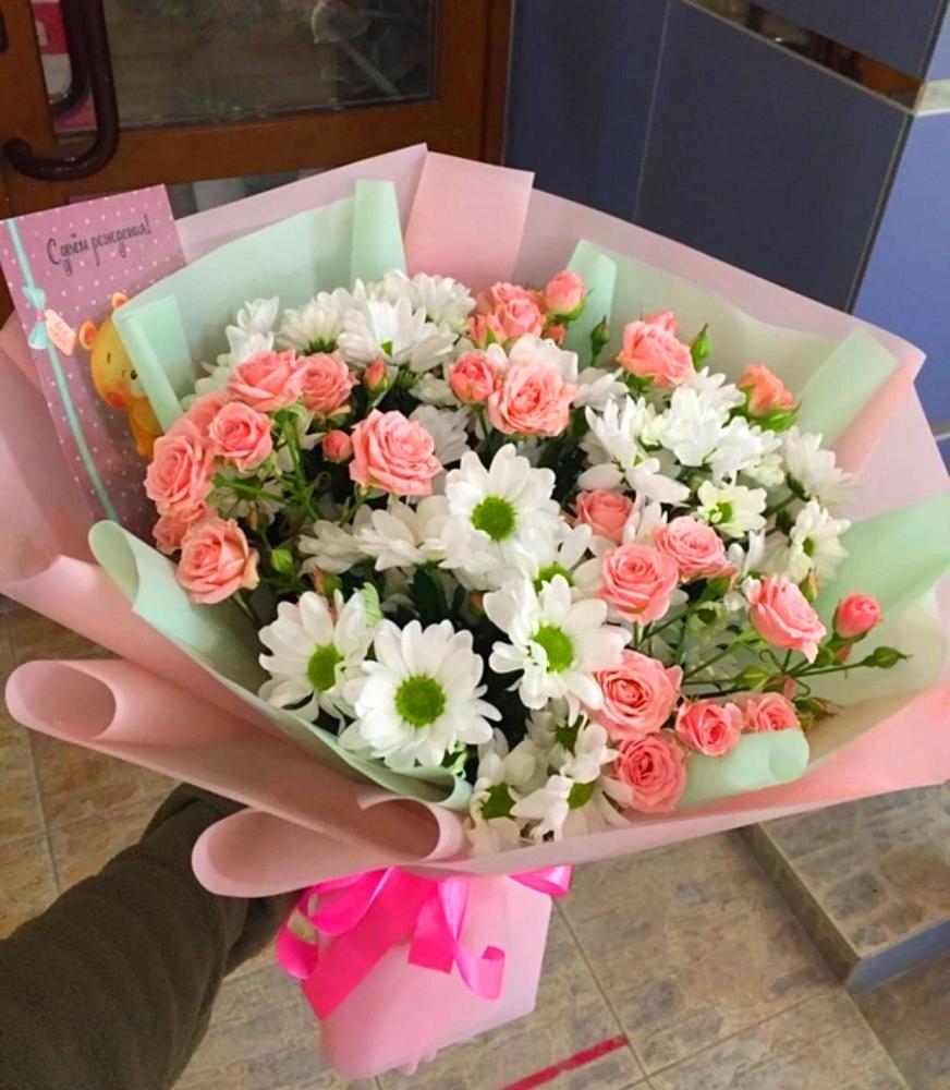 Букет цветов из: Розы и Хризантемы в Пестравка