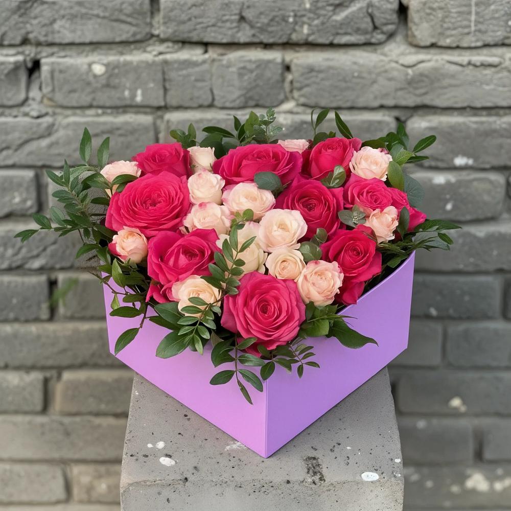 Цветочная композиция из Розы в коробке в Пестравка