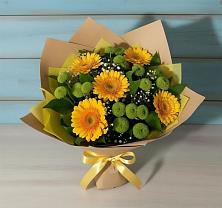 Букет цветов из:  Герберы и Хризантемы в Пестравка