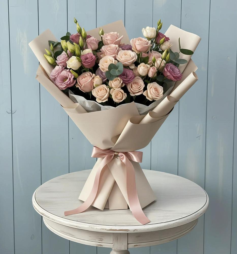 Букет цветов из: Розы и Лизиантусы в Пестравка