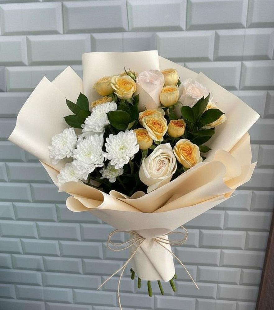 Букет цветов из: Розы и Хризантемы в Пестравка