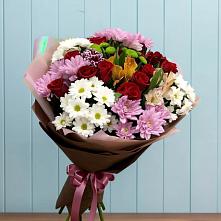Букет цветов из:  Розы, Хризантемы и Альстромерии в Пестравка