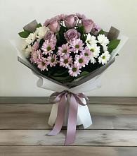 Букет цветов из:  Хризантемы и Розы #REPLACE_PRED# Пестравка