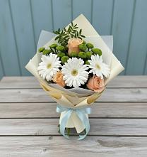 Букет цветов из:  Герберы, Розы и Хризантемы в Пестравка