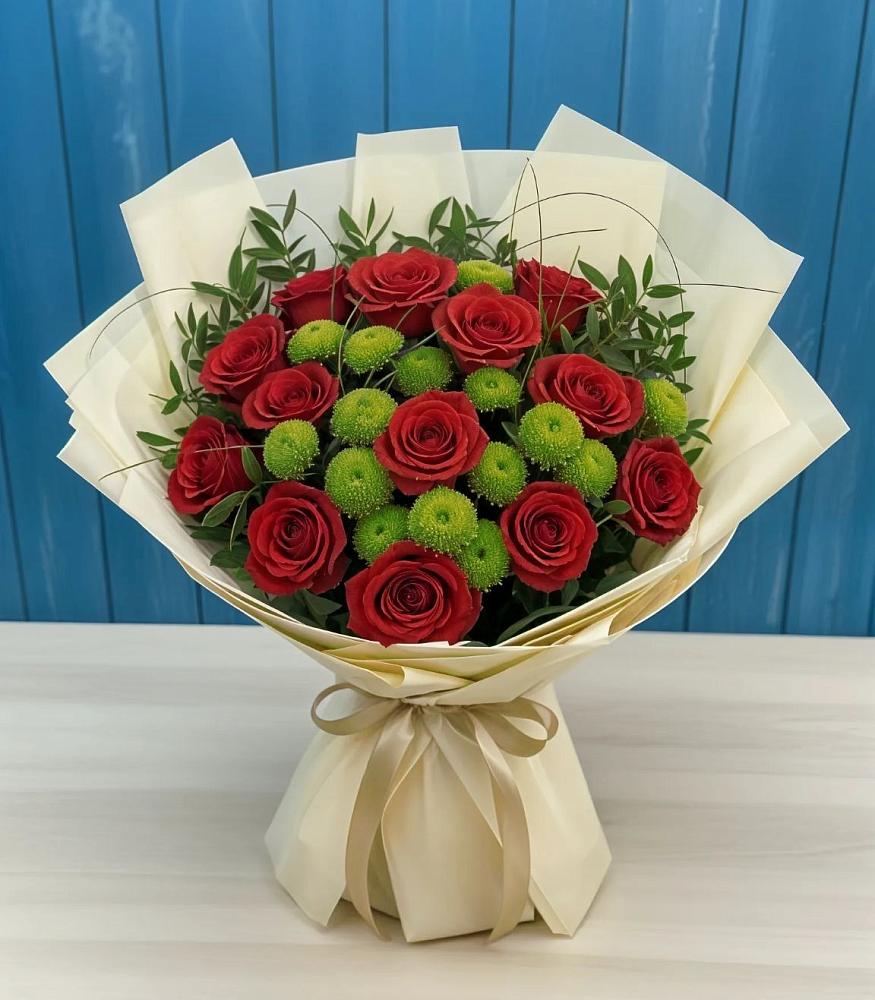 Букет цветов из: Розы и Хризантемы в Пестравка